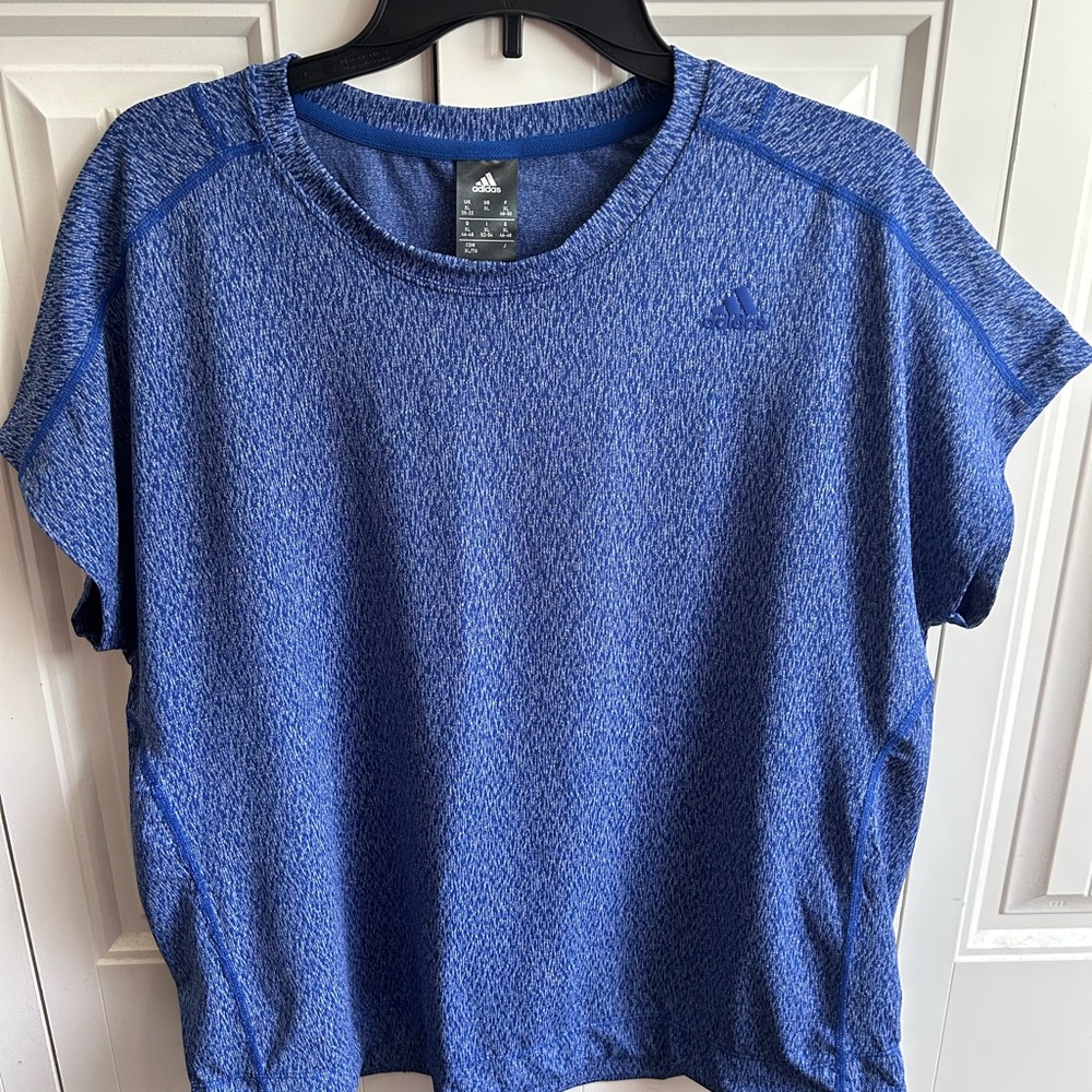 Adidas Blue Relaxed Stylish Short Sleeve Athletic Shirt